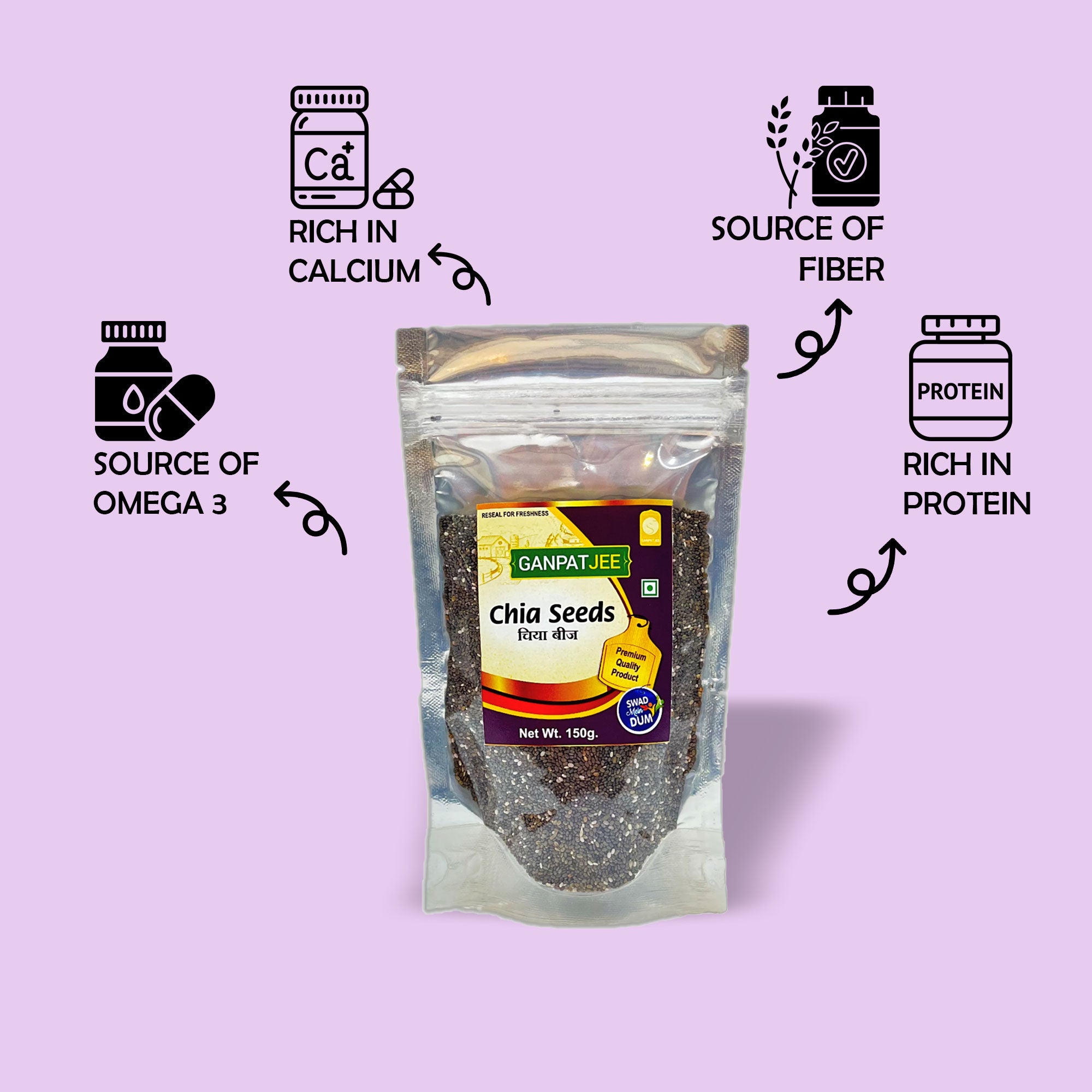 Ganpatjee Chia Seeds, 150G