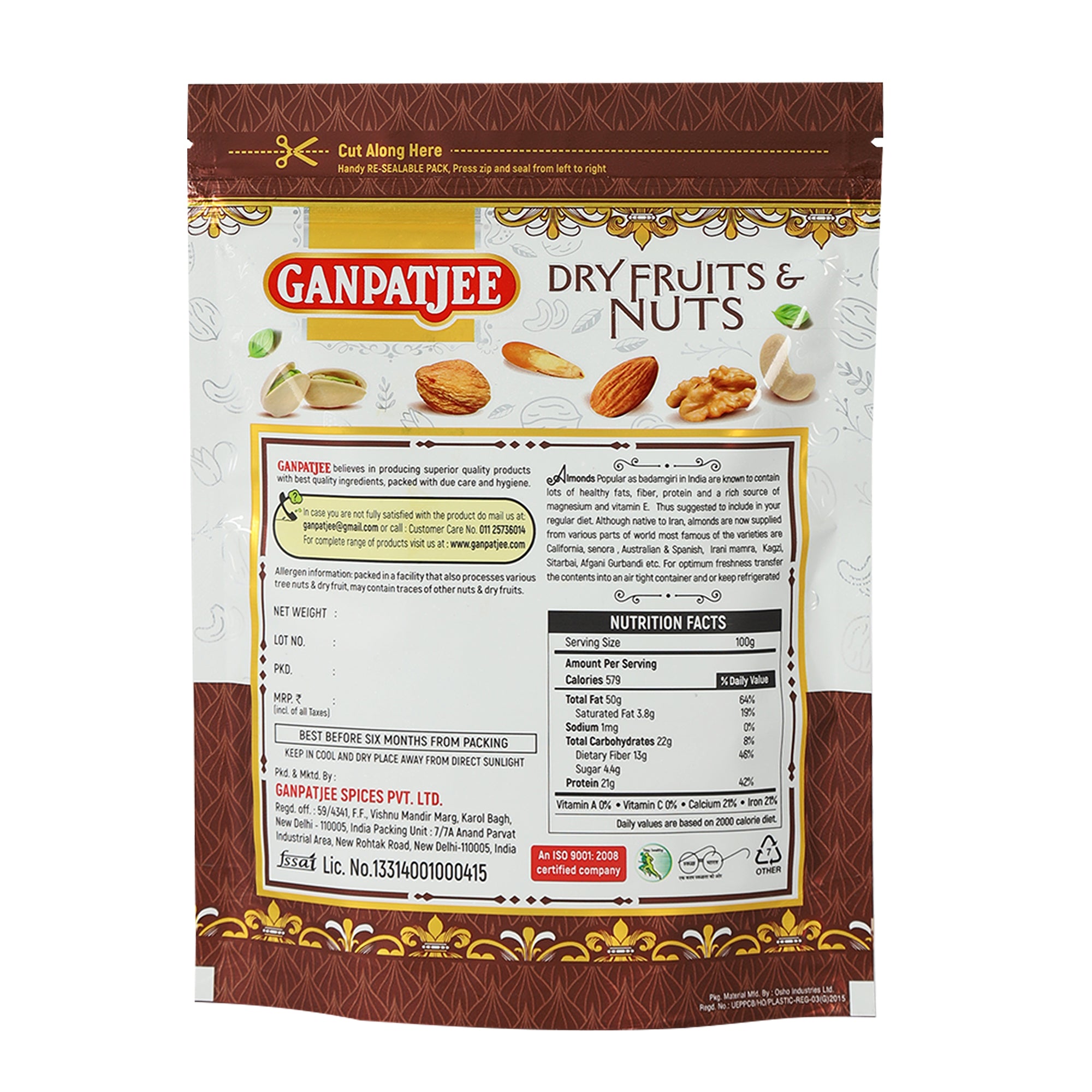 Ganpatjee Badamgiri Almonds Roasted & Salted Premium 250g
