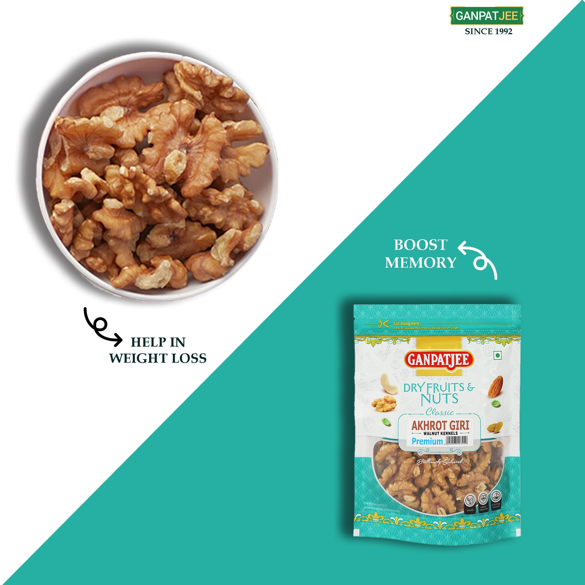 Ganpatjee Walnut Kernels Chile Akhrotgiri Premium