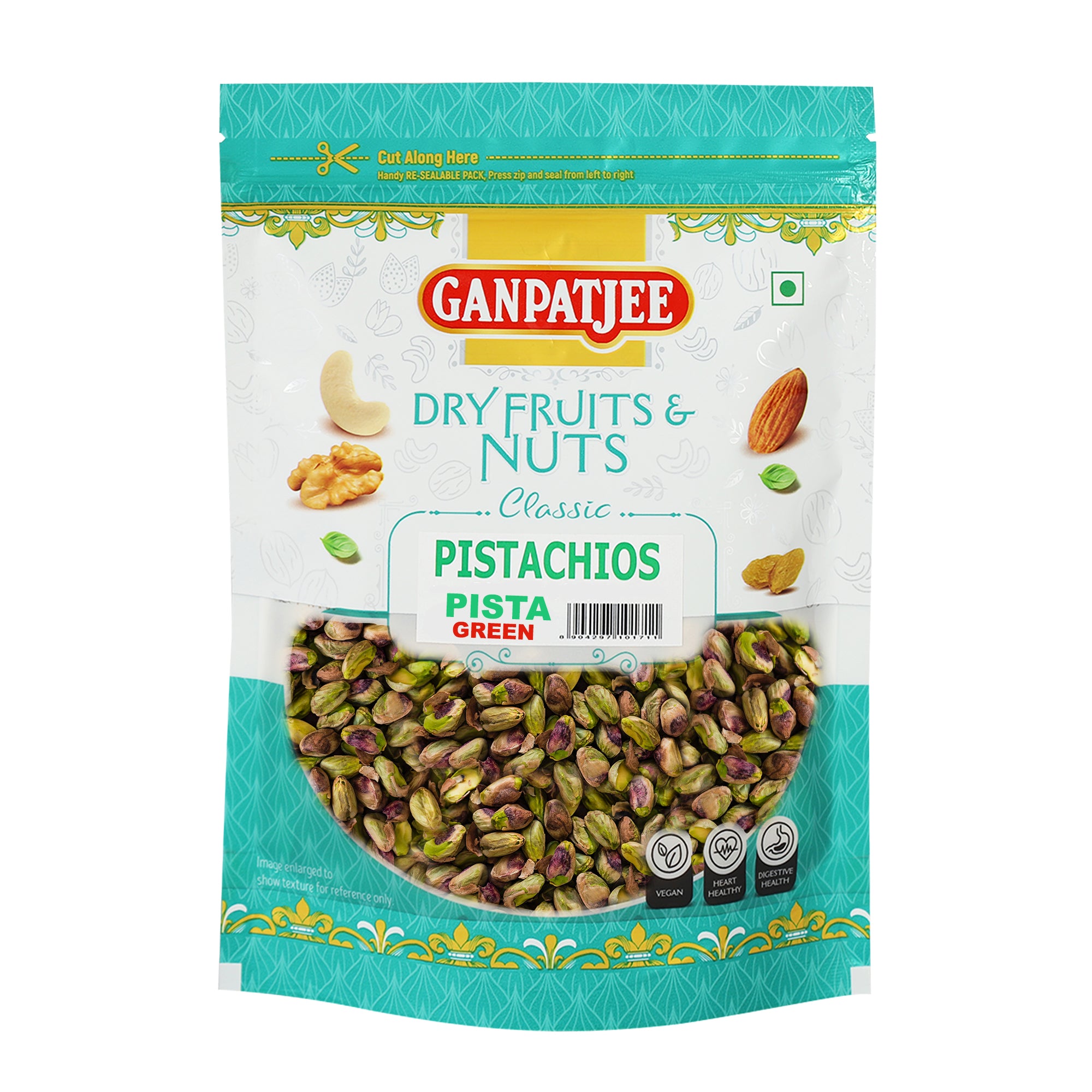 Ganpatjee Peshori Pista Plain Kernels, 250g | Green Pista