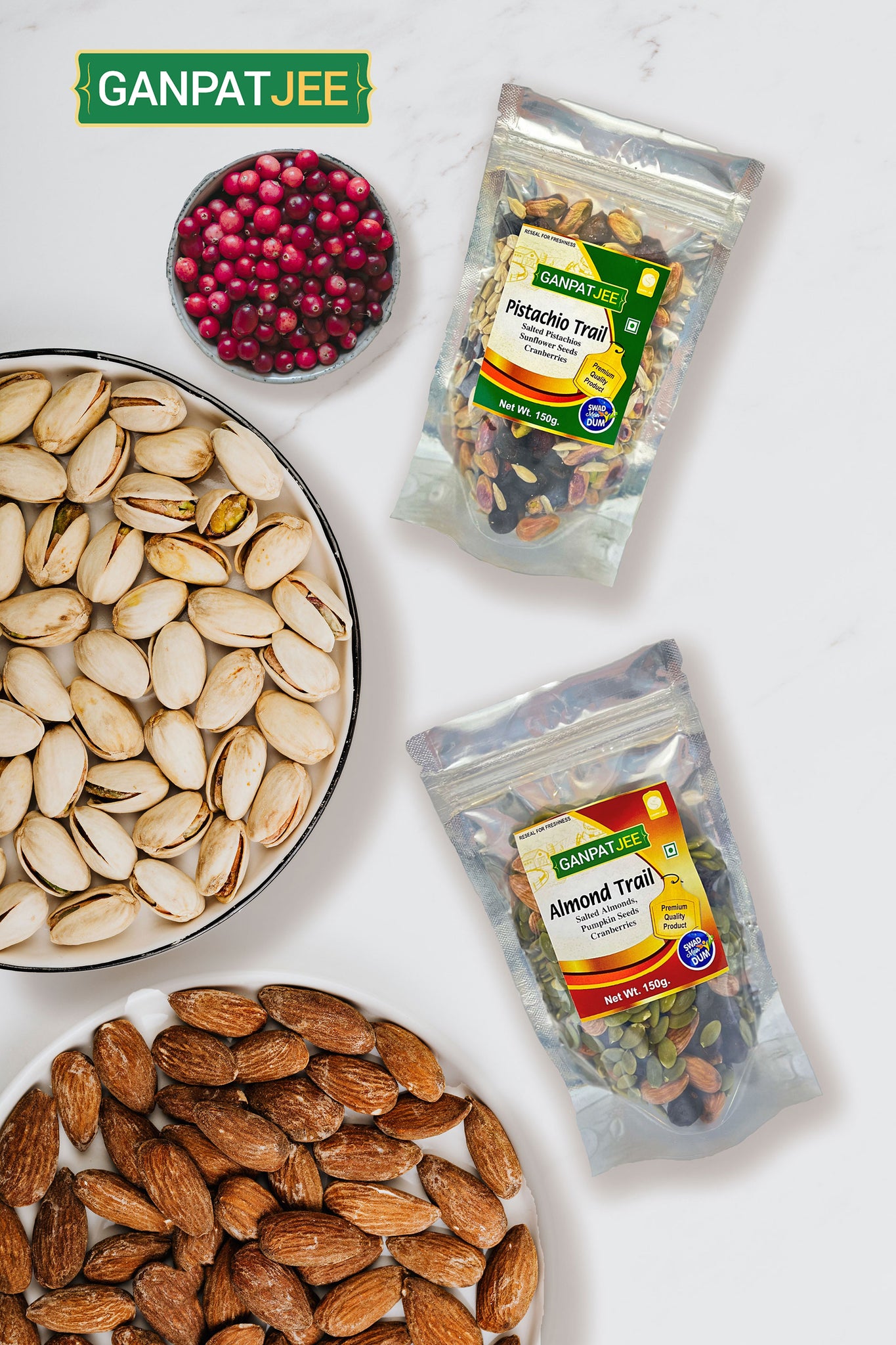 Ganpatjee Almond Trail 150G | Roasted Almond, Roasted Pumkin Seeds, Cranberries